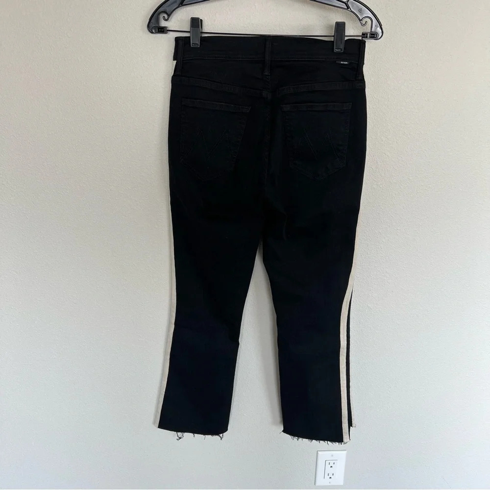 MOTHER Denim Insider Crop Step Fray Jeans Guilty Racer Black Casual Women’s 28 - Picture 8 of 14